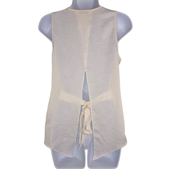 Express Semi Sheer Cream Split Back Tie Tank Top Camisole Size XS - Picture 2 of 5